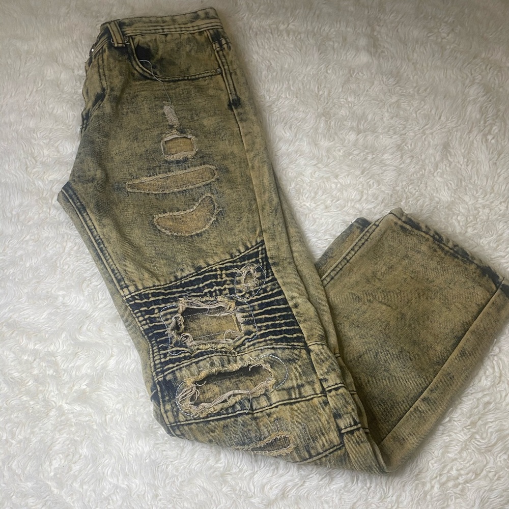 Boys True Rock Yellow/Blue Ripped Jeans